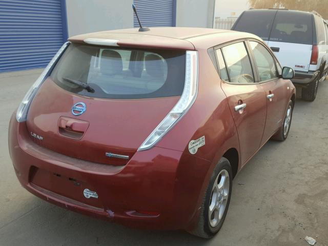 JN1AZ0CP0BT002127 - 2011 NISSAN LEAF SV RED photo 4