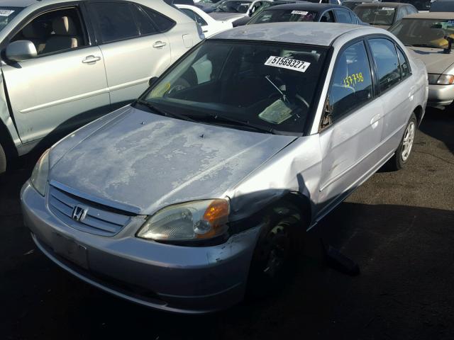 2HGES16512H525402 - 2002 HONDA CIVIC LX SILVER photo 2