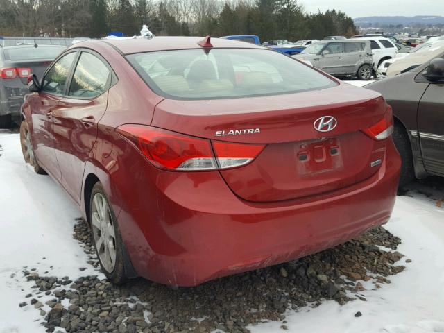 KMHDH4AE0DU513982 - 2013 HYUNDAI ELANTRA GL RED photo 3