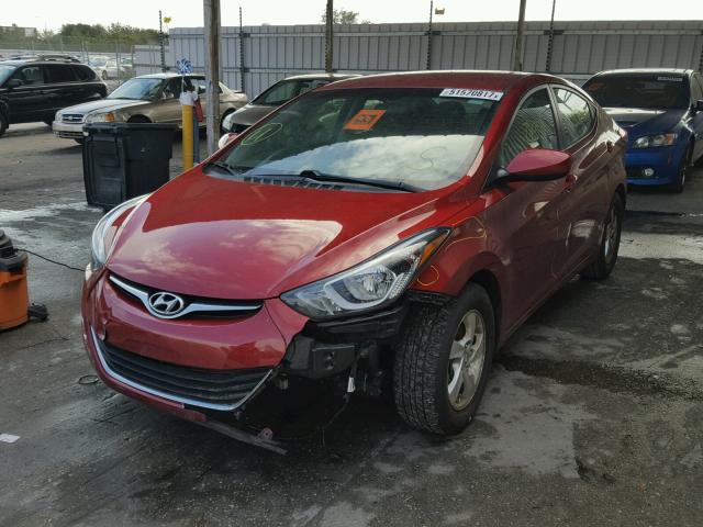 5NPDH4AE3EH507691 - 2014 HYUNDAI ELANTRA SE RED photo 2