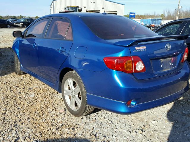 1NXBE40E29Z032558 - 2009 TOYOTA COROLLA XR BLUE photo 3