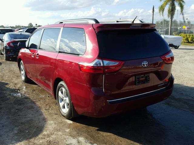 5TDKZ3DC1HS821220 - 2017 TOYOTA SIENNA LE RED photo 3