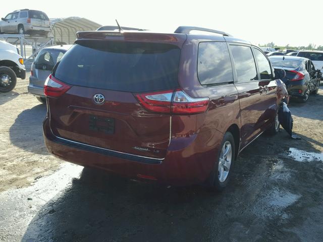 5TDKZ3DC1HS821220 - 2017 TOYOTA SIENNA LE RED photo 4