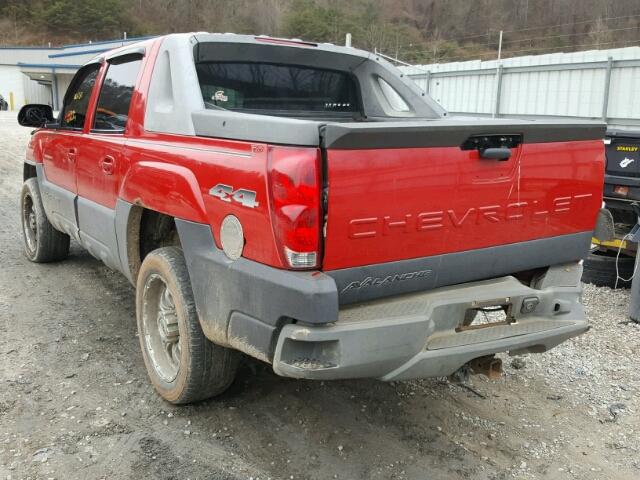 3GNGK23G12G161721 - 2002 CHEVROLET AVALANCHE RED photo 3