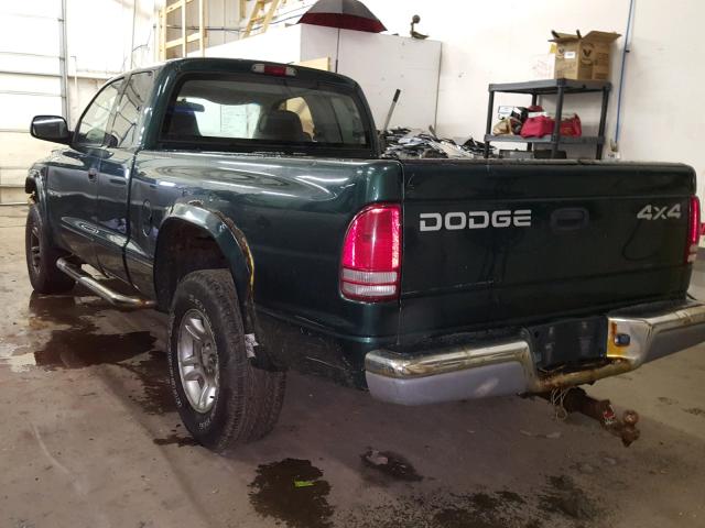 1B7GG42N62S675580 - 2002 DODGE DAKOTA SLT GREEN photo 3