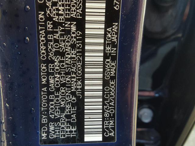 JTHBK1GGXE2113119 - 2014 LEXUS ES 350 BLUE photo 10