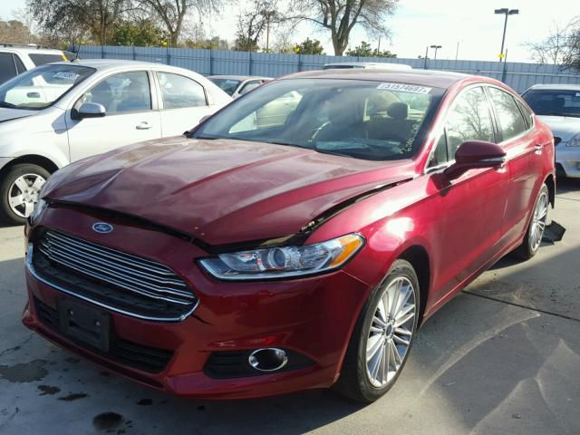 3FA6P0H96GR145715 - 2016 FORD FUSION SE RED photo 2