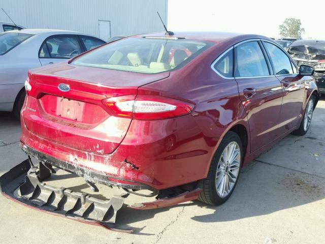 3FA6P0H96GR145715 - 2016 FORD FUSION SE RED photo 4