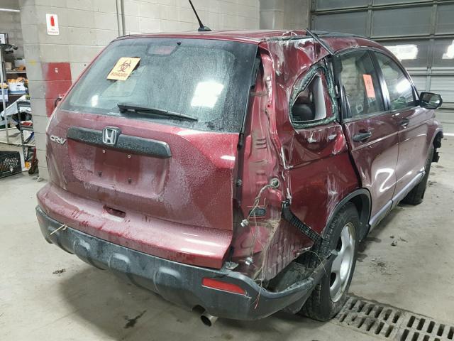 5J6RE48339L003107 - 2009 HONDA CR-V LX MAROON photo 4