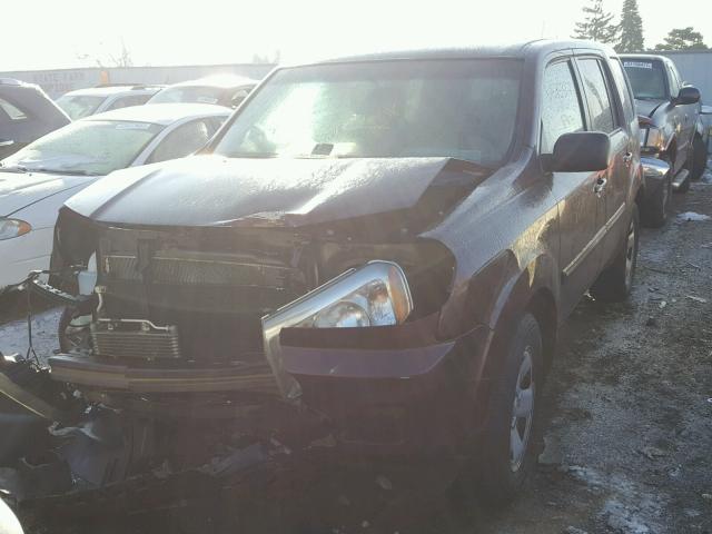 5FNYF4H29BB082300 - 2011 HONDA PILOT LX BURGUNDY photo 2