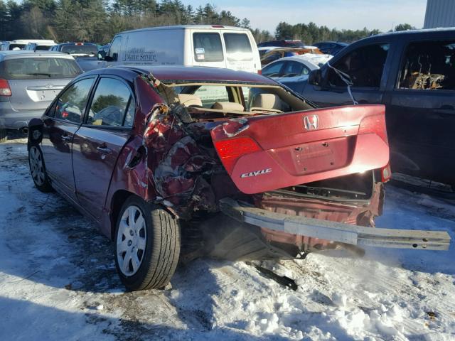 2HGFA16527H510678 - 2007 HONDA CIVIC LX RED photo 3