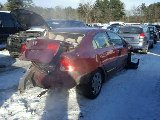 2HGFA16527H510678 - 2007 HONDA CIVIC LX RED photo 4