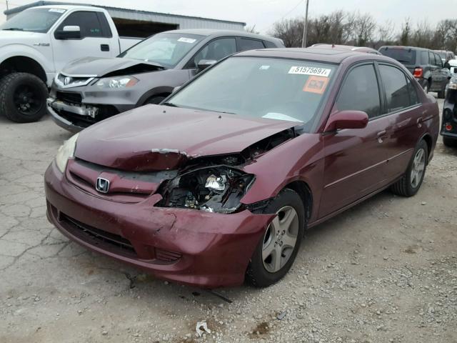 2HGES26834H508961 - 2004 HONDA CIVIC EX MAROON photo 2