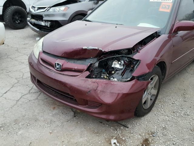 2HGES26834H508961 - 2004 HONDA CIVIC EX MAROON photo 9