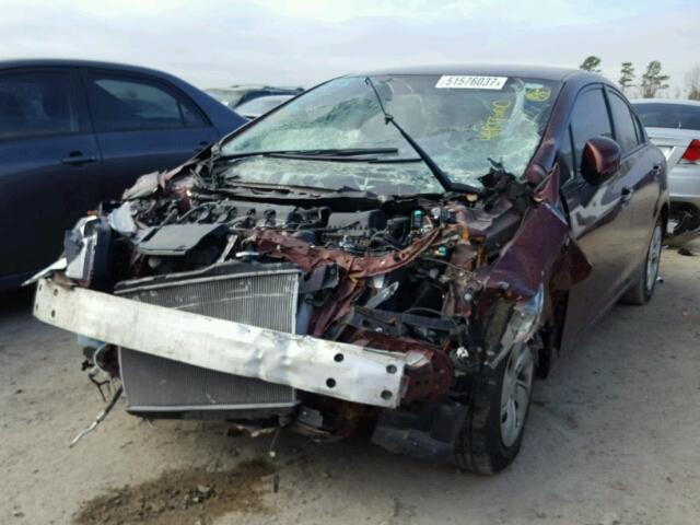 2HGFB2F52DH560074 - 2013 HONDA CIVIC LX MAROON photo 2