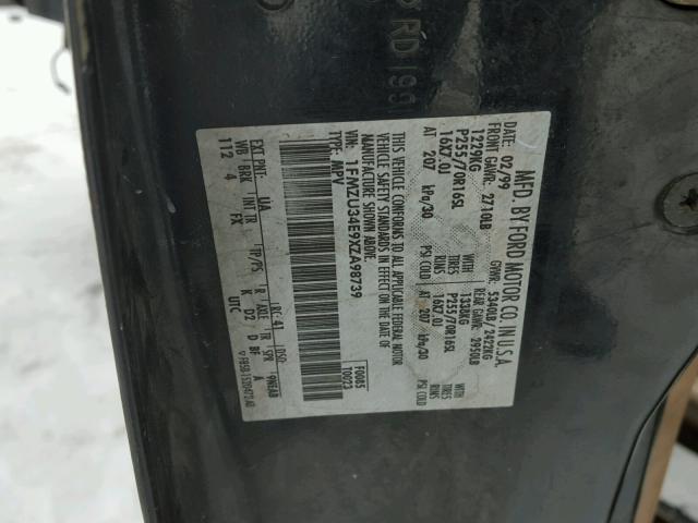 1FMZU34E9XZA98739 - 1999 FORD EXPLORER BLACK photo 10