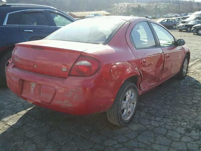 1B3ES56C94D512757 - 2004 DODGE NEON SXT RED photo 4