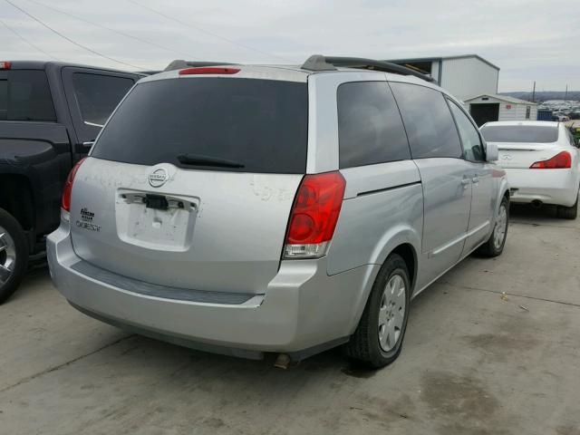 5N1BV28U35N105764 - 2005 NISSAN QUEST S SILVER photo 4