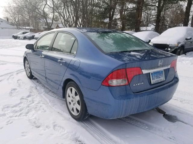 2HGFA16599H327930 - 2009 HONDA CIVIC LX BLUE photo 3