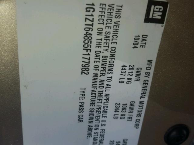 1G1ZT64855F177982 - 2005 CHEVROLET MALIBU MAX 棕色 照片 10