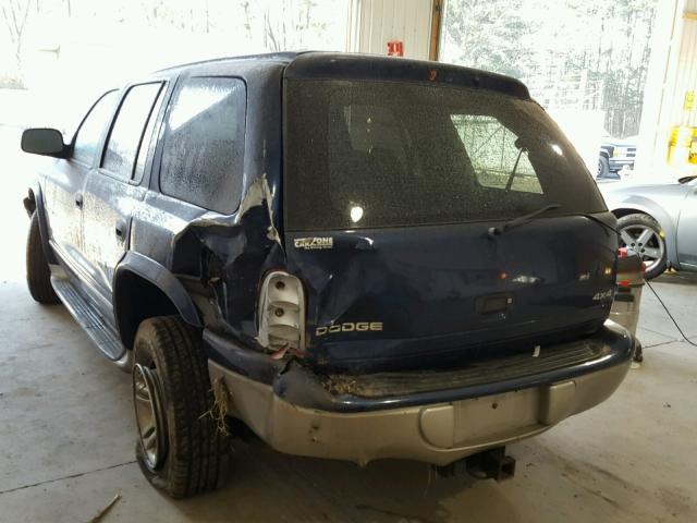 1B4HS28NX1F506049 - 2001 DODGE DURANGO BLUE photo 3