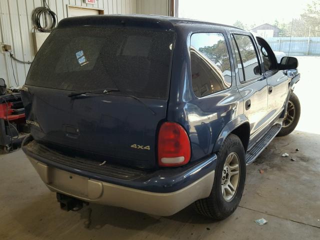 1B4HS28NX1F506049 - 2001 DODGE DURANGO BLUE photo 4