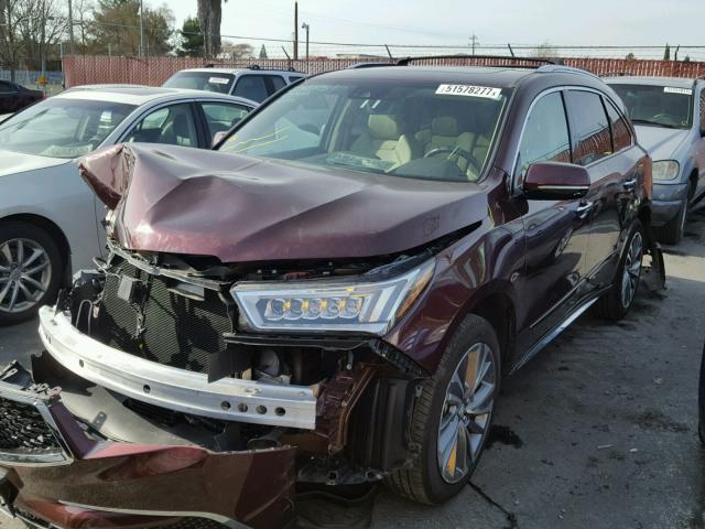 5FRYD4H53HB006157 - 2017 ACURA MDX TECHNO BURGUNDY photo 2