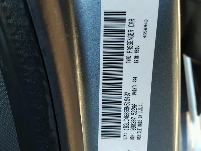 1B3LC46B59N519437 - 2009 DODGE AVENGER SE SILVER photo 10