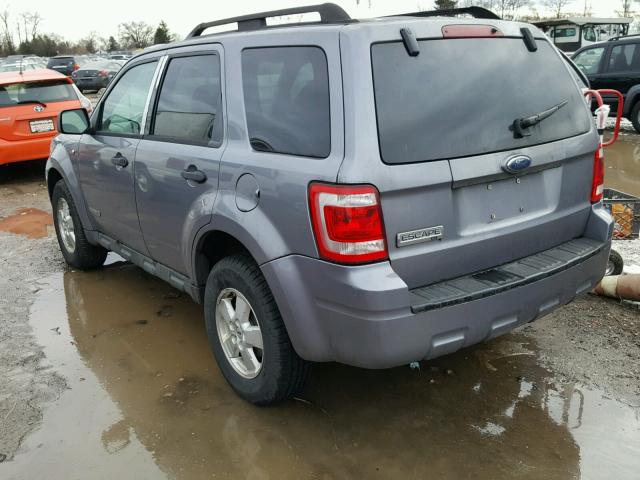 1FMCU03158KA20245 - 2008 FORD ESCAPE XLT SILVER photo 3