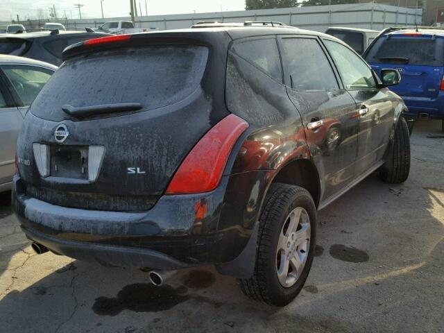 JN8AZ08T24W208476 - 2004 NISSAN MURANO SL BLACK photo 4