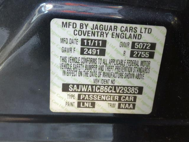 SAJWA1CB6CLV29385 - 2012 JAGUAR XJ BLACK photo 10