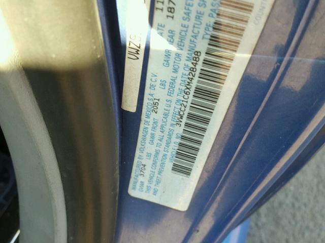 3VWCC21C6XM428488 - 1999 VOLKSWAGEN NEW BEETLE 蓝色 照片 10