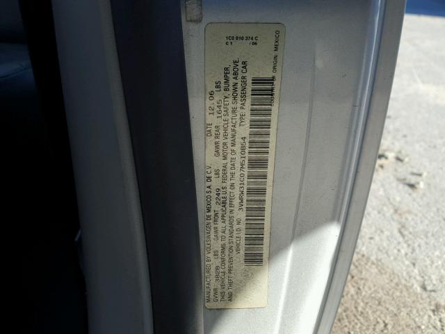 3VWRW31C07M510854 - 2007 VOLKSWAGEN NEW BEETLE 银色 照片 10