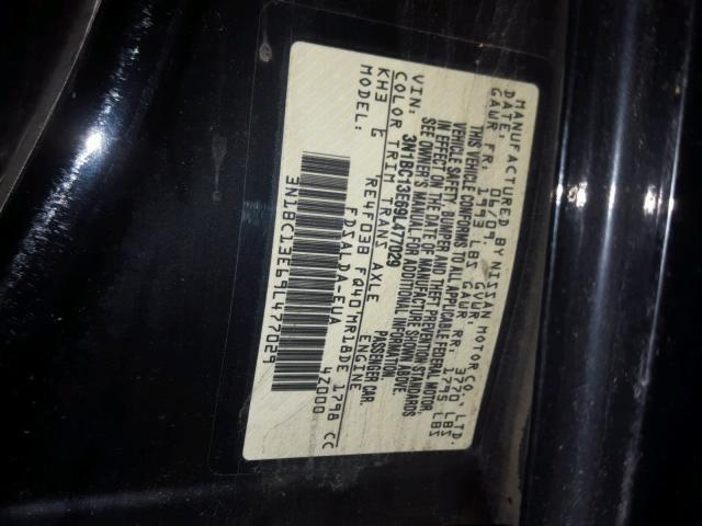 3N1BC13E69L477029 - 2009 NISSAN VERSA S BLACK photo 10