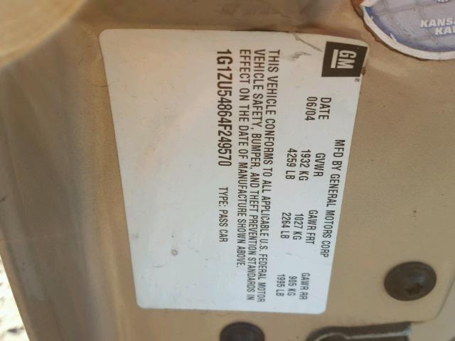 1G1ZU54864F249570 - 2004 CHEVROLET MALIBU LT Qəhvəyi foto 10