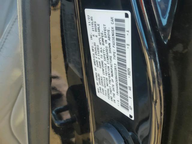 19UUA66248A022813 - 2008 ACURA TL BLACK photo 10