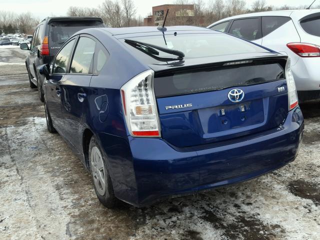 JTDKN3DUXB5345387 - 2011 TOYOTA PRIUS BLUE photo 3