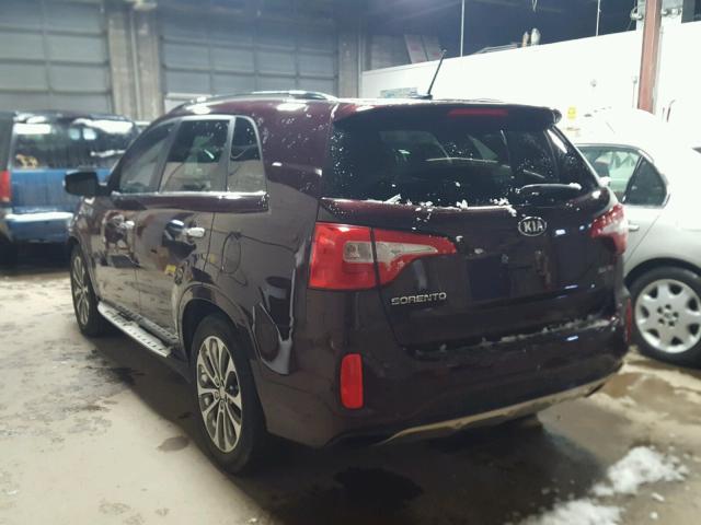 5XYKW4A70FG569525 - 2015 KIA SORENTO SX BURGUNDY photo 3