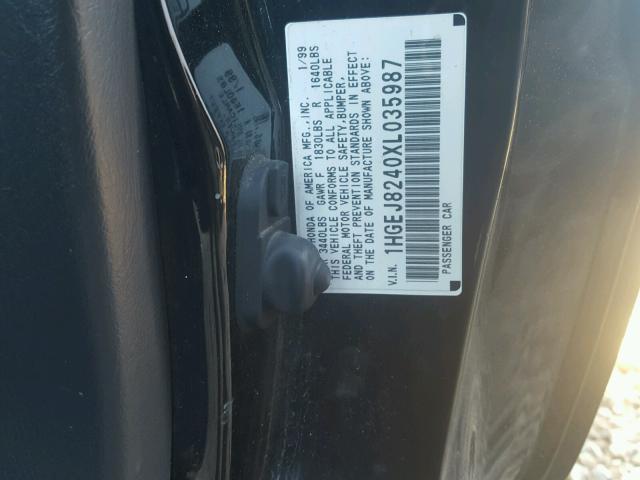 1HGEJ8240XL035987 - 1999 HONDA CIVIC EX შავი ფოტო 10