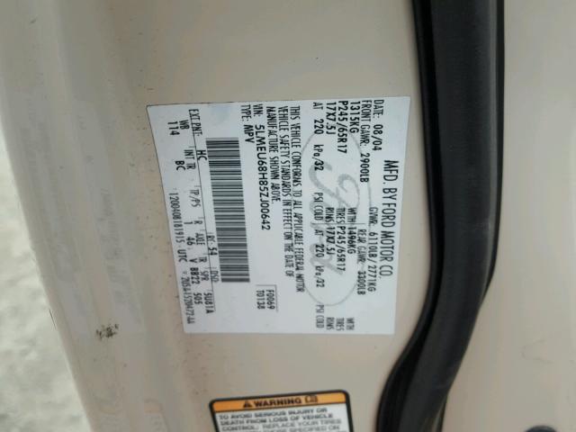 5LMEU68H85ZJ00642 - 2005 LINCOLN AVIATOR 米色 照片 10