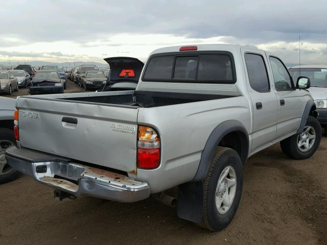 5TEGN92N13Z145842 - 2003 TOYOTA TACOMA DOU SILVER photo 4