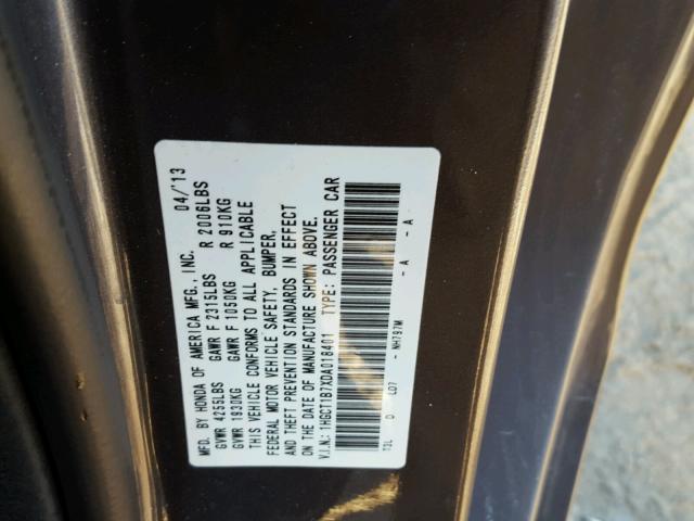 1HGCT1B7XDA018401 - 2013 HONDA ACCORD EX GRAY photo 10