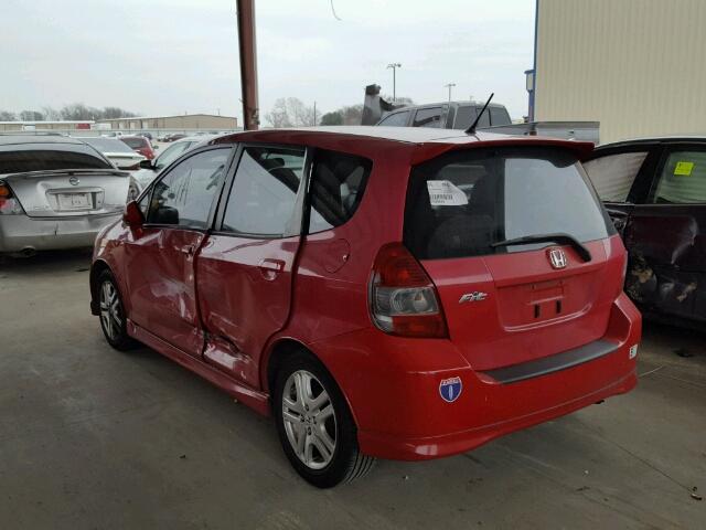 JHMGD38678S045643 - 2008 HONDA FIT SPORT RED photo 3