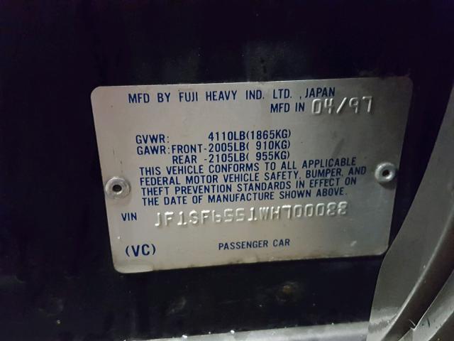 JF1SF6551WH700088 - 1998 SUBARU FORESTER S BLACK photo 10