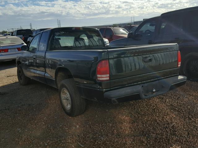 1B7GL22X3YS592425 - 2000 DODGE DAKOTA GREEN photo 3