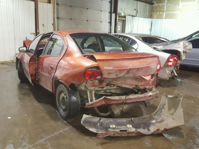 1B3ES46C6YD679688 - 2000 DODGE NEON BASE ORANGE photo 3