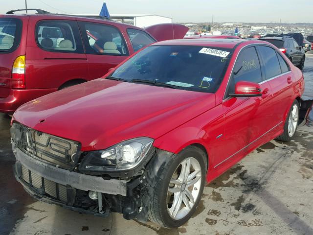 WDDGF4HB5CR225398 - 2012 MERCEDES-BENZ C 250 RED photo 2