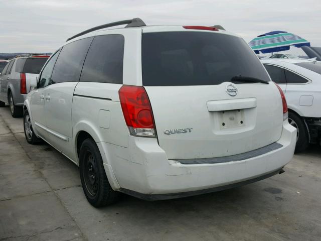 5N1BV28U56N127427 - 2006 NISSAN QUEST S WHITE photo 3