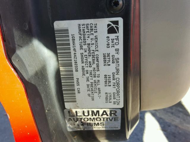 1G8AW14F44Z102338 - 2004 SATURN ION LEVEL RED photo 10