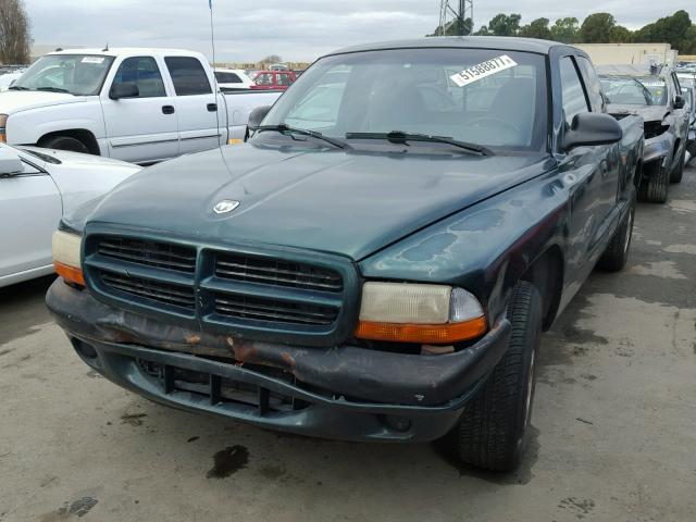 1B7GL22X7XS128276 - 1999 DODGE DAKOTA GREEN photo 2